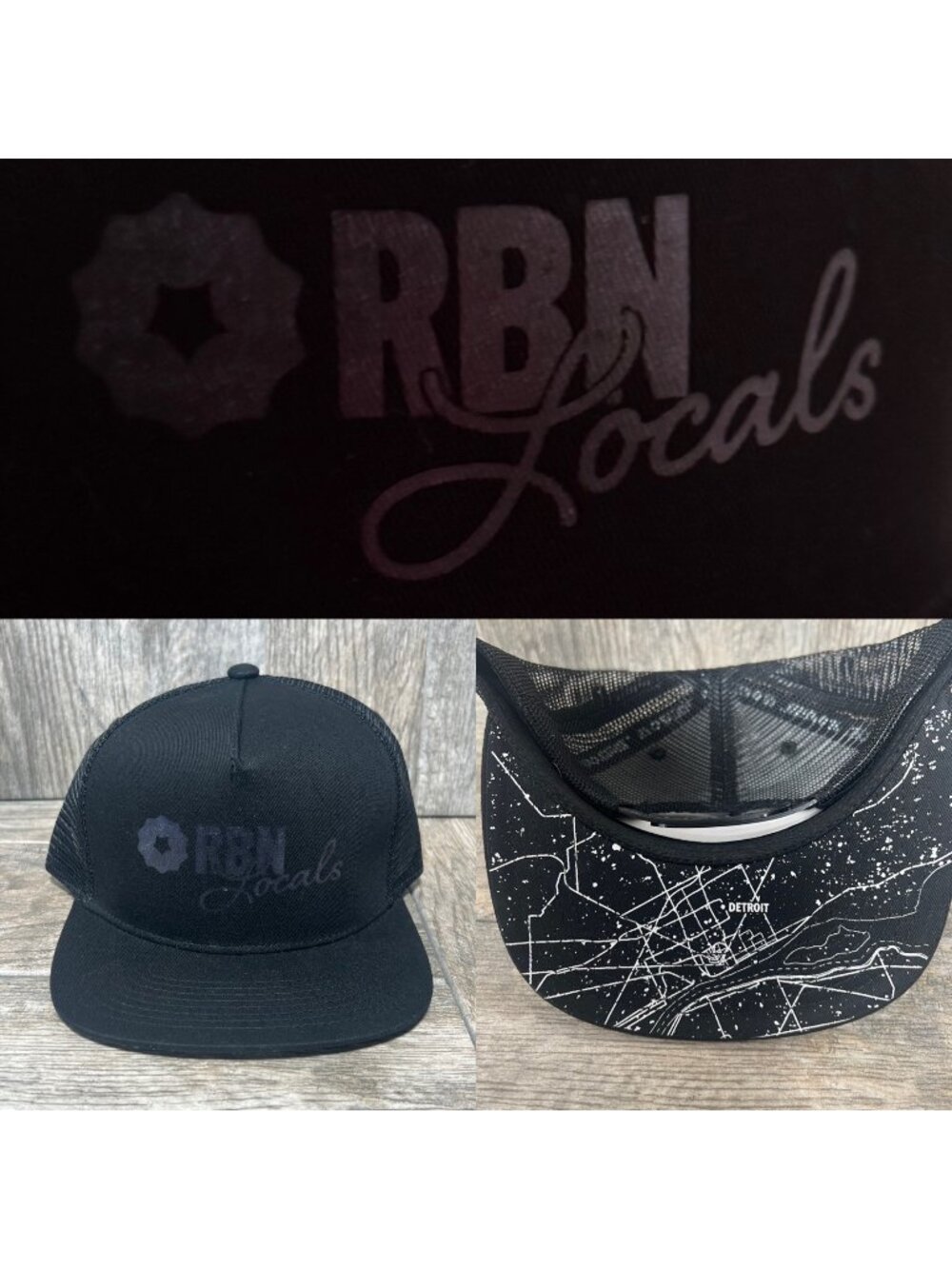 Rust Belt Nation Local Detroit Black Foil Snapback Trucker Hat Mesh RBN NWOT